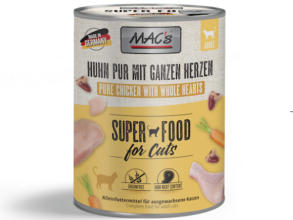 Mac's Katten Natvoer Blikjes 800g pure kip met hele gevogelteharten Mac's Katten Natvoer Blikjes 800g pure kip met hele gevogelteharten